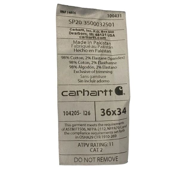 Carhartt FR Rugged Flex Relaxed Fit Canvas Pants 36x34 Blue New Workwear - Picture 9 of 9